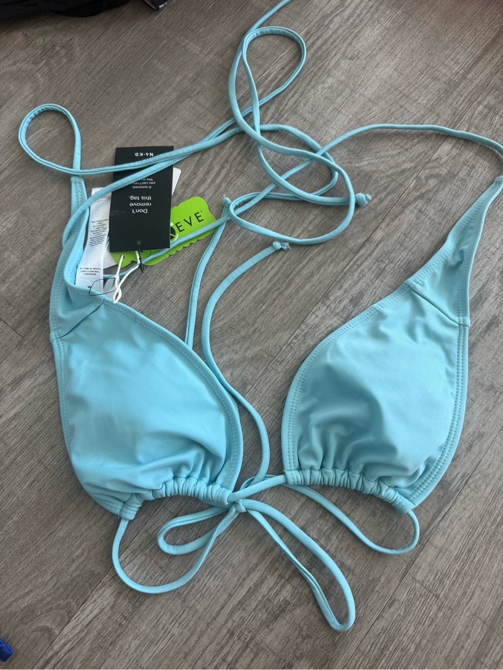 Light Blue Triangle Bikini Top with Adjustable Ties - NAKED?